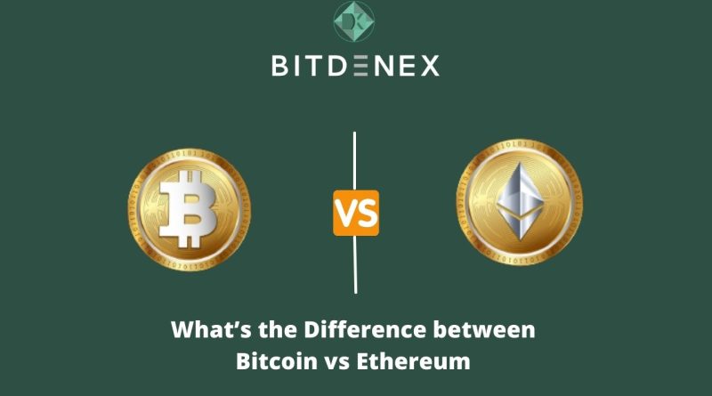 what the difference between bitcoin vs ethereum
