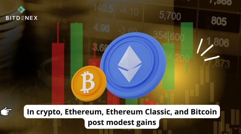 In crypto, Ethereum, Ethereum Classic, and Bitcoin post modest gains